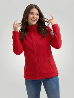 Eddie Bauer Womens Large Red Polartec Fleece Full Zip Jacket Gorpcore Outdoor